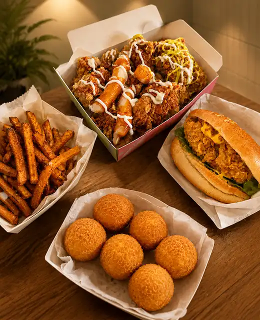 Korean Fried Chicken & Boba brand background