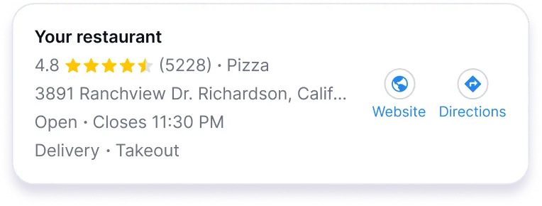 local seo restaurant review card
