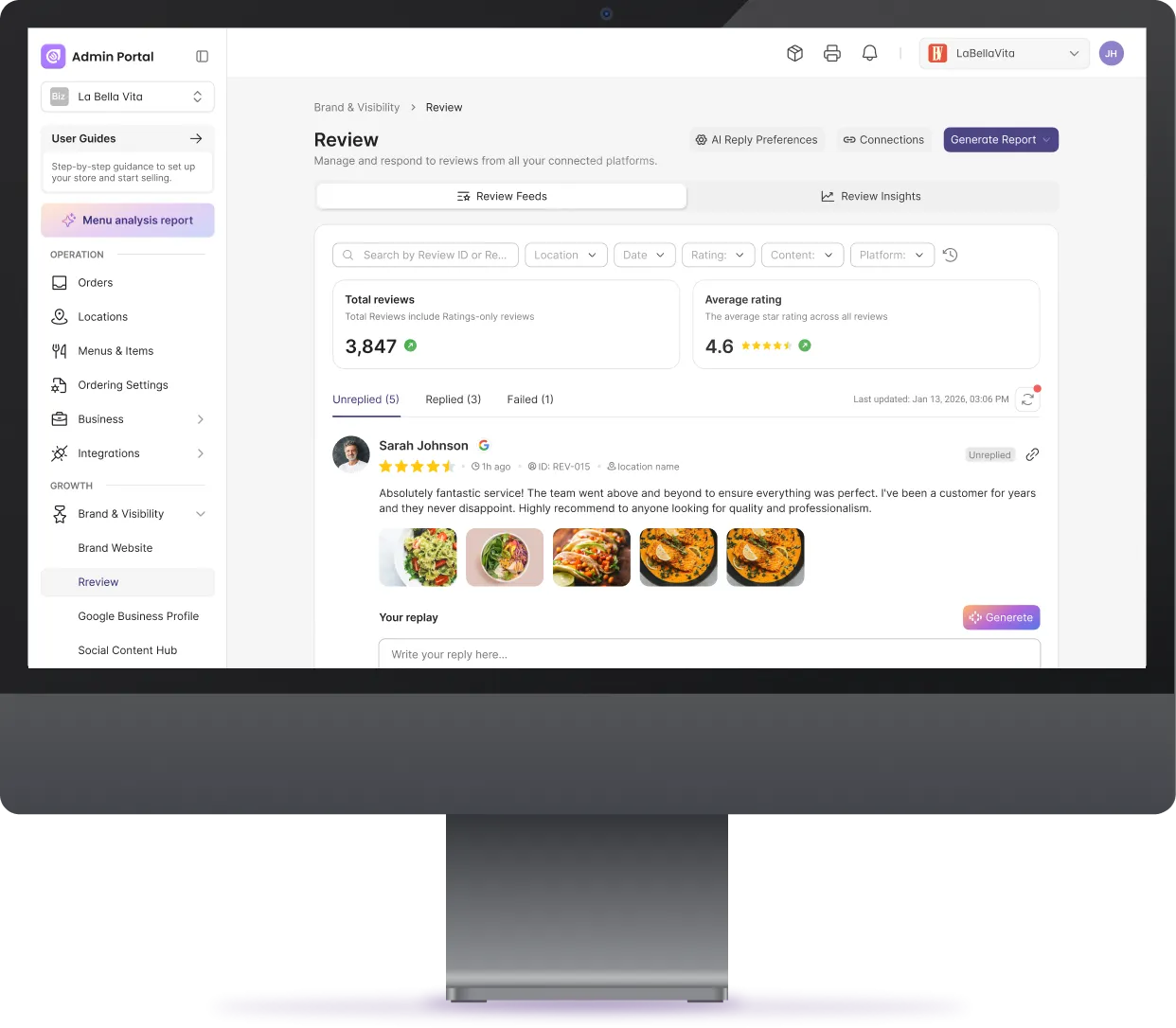 reviews management dashboard