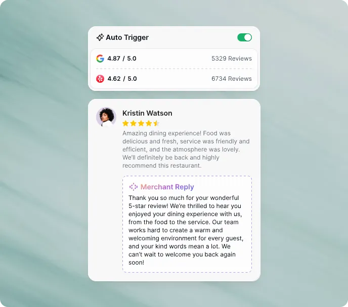 Review management and auto-reply mockup