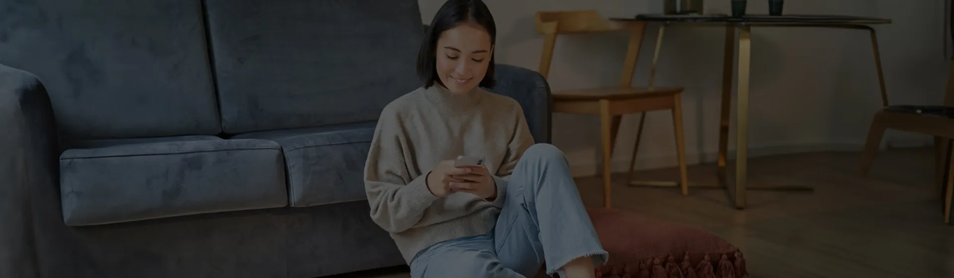 Person on sofa viewing free restaurant SEO audit report on mobile showing local SEO insights
